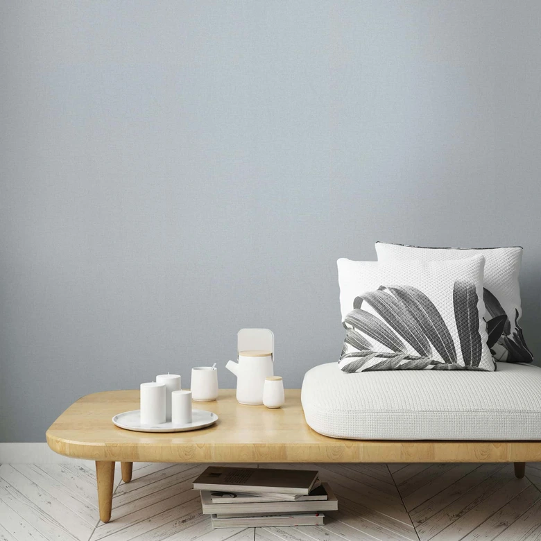 Non-woven wallpaper textured plain modern matt in blue  