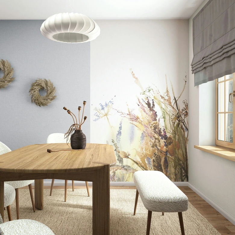 Fototapete Blumen, Blätter Floral Natur matt in Weiß, Grün 2,70 x 1,59m 