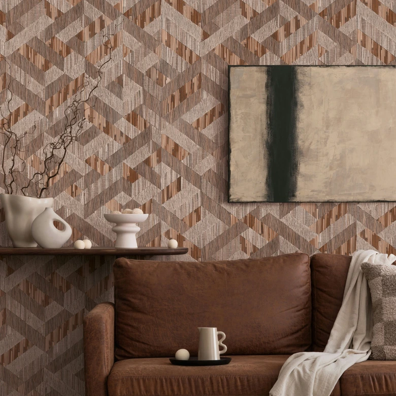 Vliestapete 3D-Optik Holzoptik Landhaus matt in Braun 