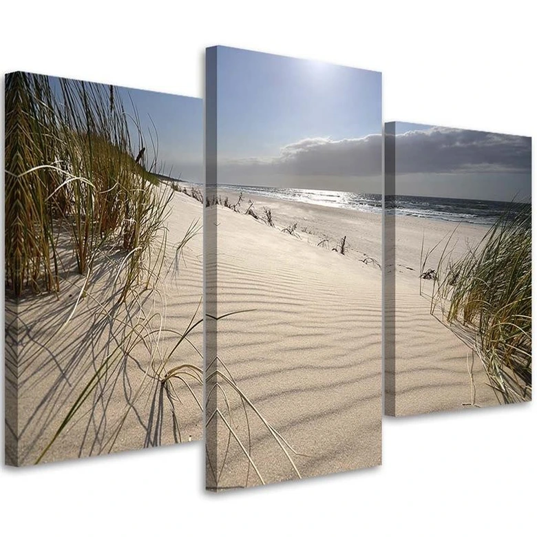 Leinwandbild 3-teilig, Strand Meer Dünen Natur 