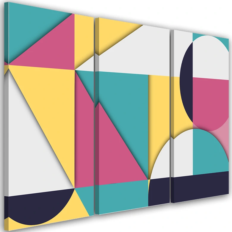 Leinwandbild 3 teilig, Geometrische Abstraktionsformen 