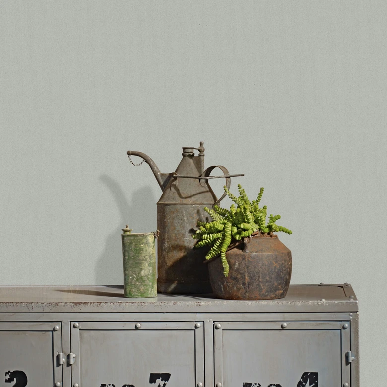 Papel pintado no tejido aspecto hormigón liso moderno mate en verde  