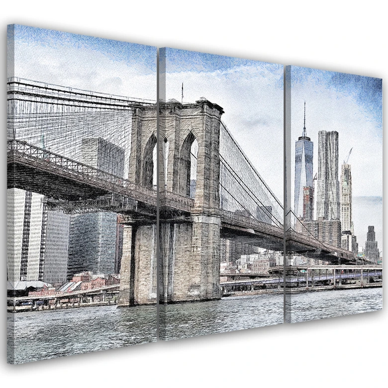 Leinwandbild 3-teilig, Brooklyn Bridge Stadt New York 