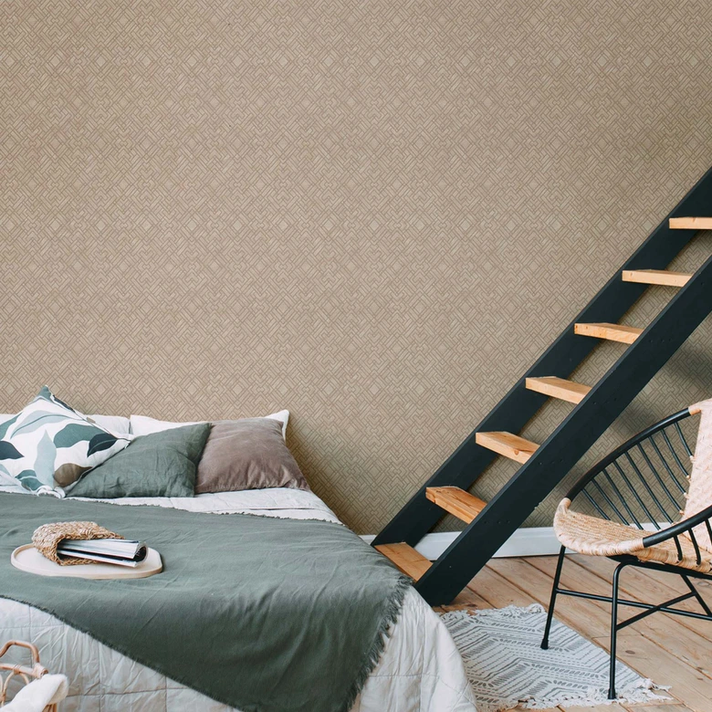 Grafik Vliestapete Gold, Beige - moderne grafische Tapete für Küche, Wohnzimmer, Flur 