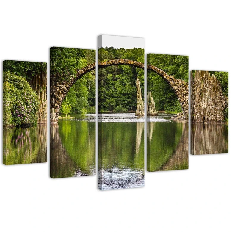Lærredstryk 5 stykker, Old Bridge Lake Forest 