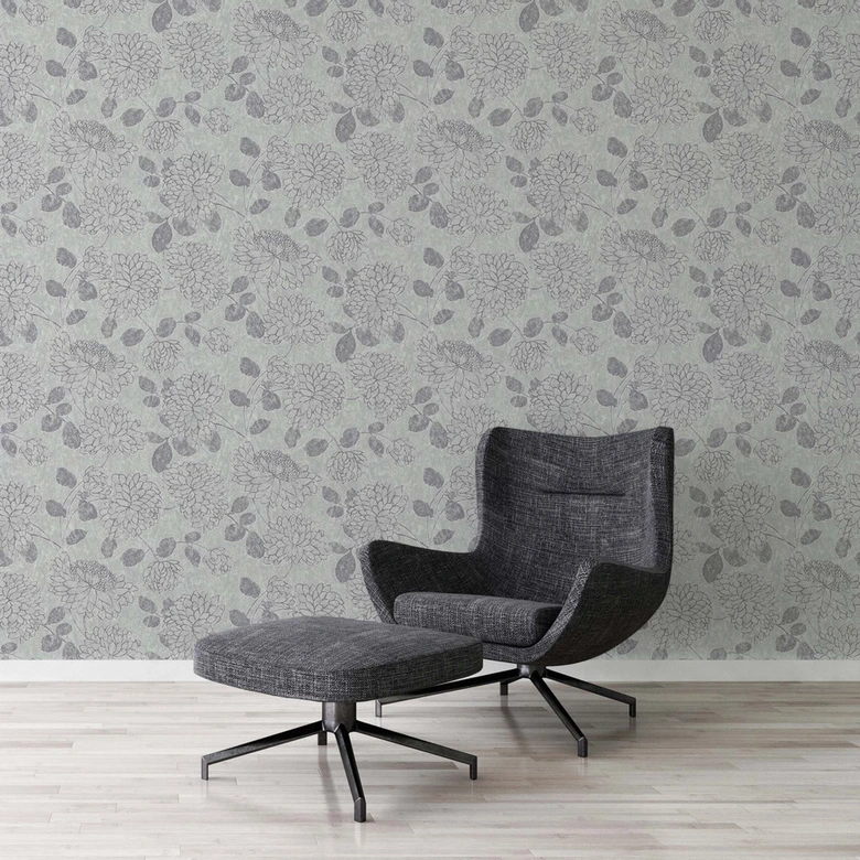 Tapete Floral Grau Silber - Vliestapete A.S. Création 