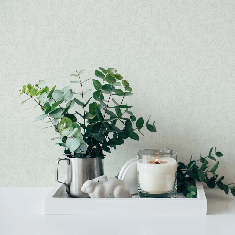 Carta da parati floreale bianco verde - Carta da parati in tessuto non tessuto in stile country A.S. Création - opaca e a trama leggera 