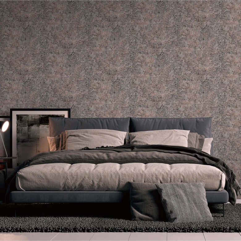 Tapeta z włókniny w stylu industrialnym miedź, czerń, srebro rdza tapeta z efektem metalicznym 