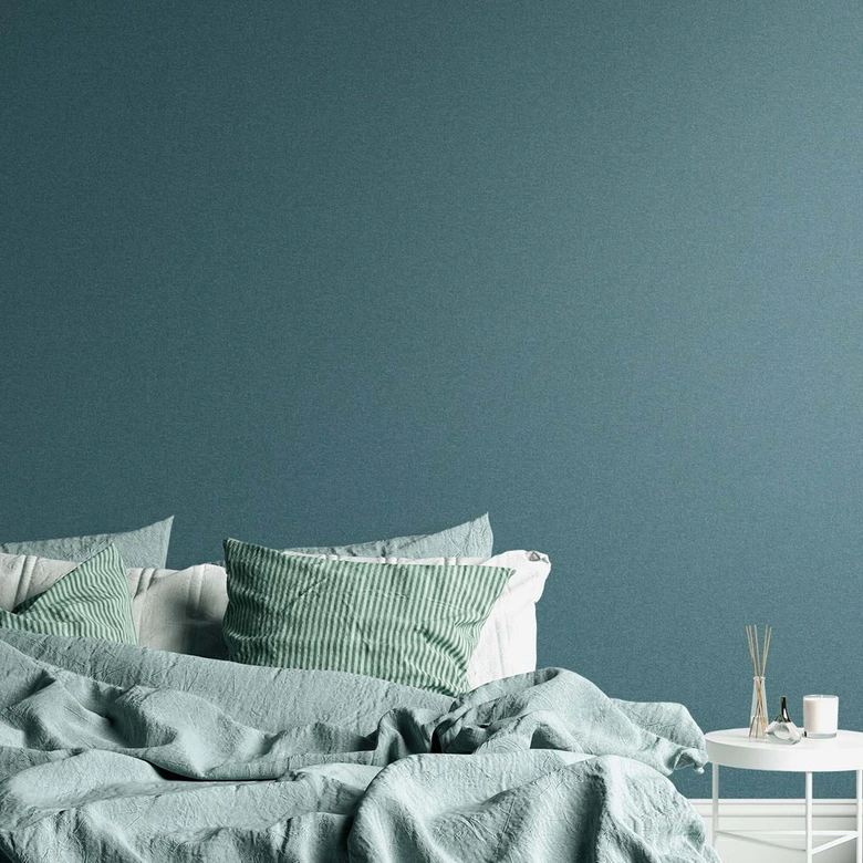 Vliesbehang petrol blauw monochroom effen behang woonkamer, slaapkamer 