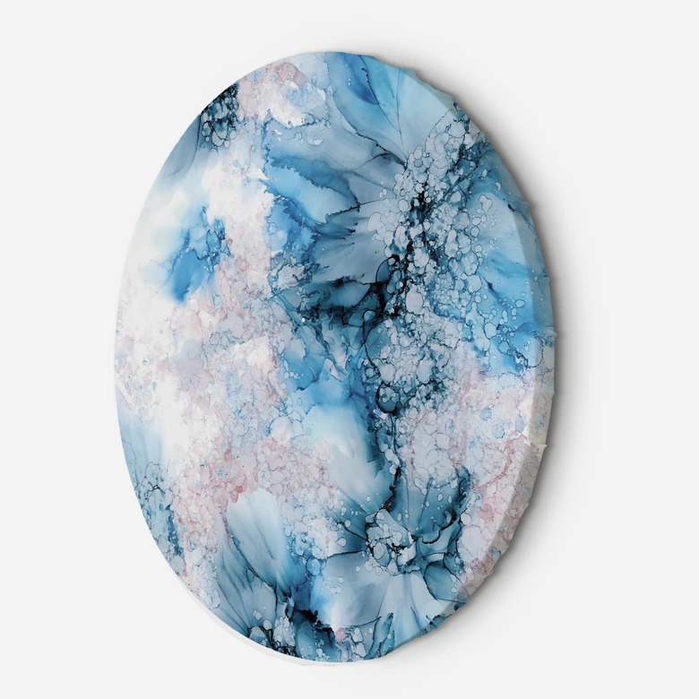 Rundes Leinwandbild Blau Abstrakt Aquarell 