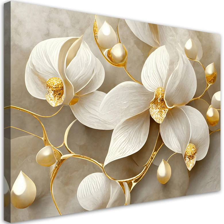 Leinwandbild, Orchidee glamourös gold 