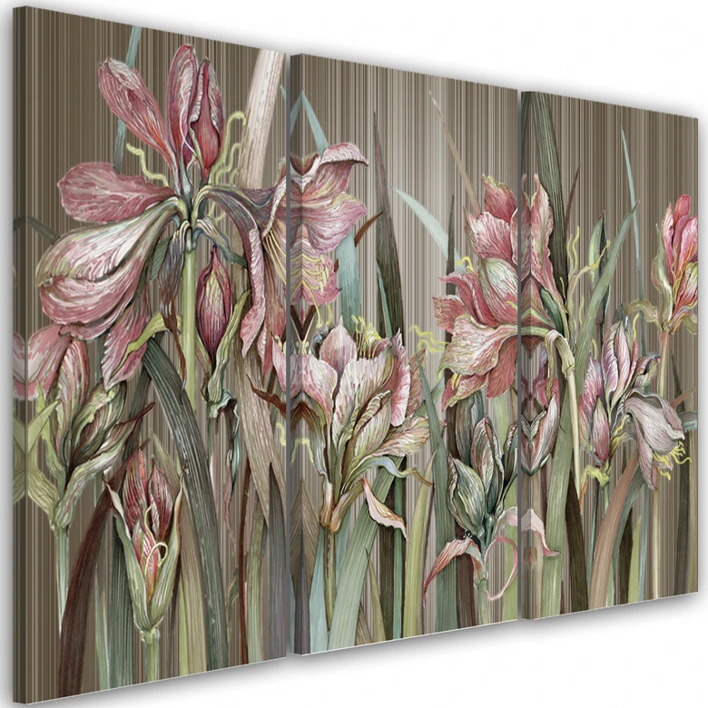Leinwandbild 3 teilig, Iris Blumen 
