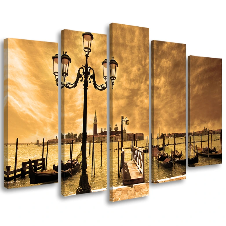 Leinwandbild 5 teilig, Venedig Gondel Italien 