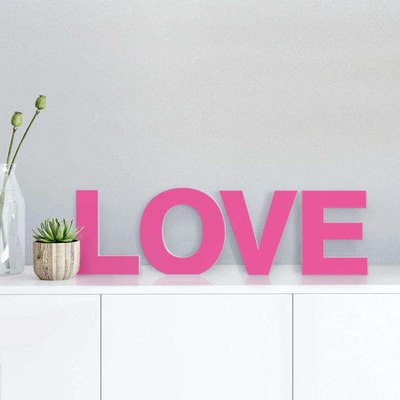 Lettre décorative - 3D LOVE rose 