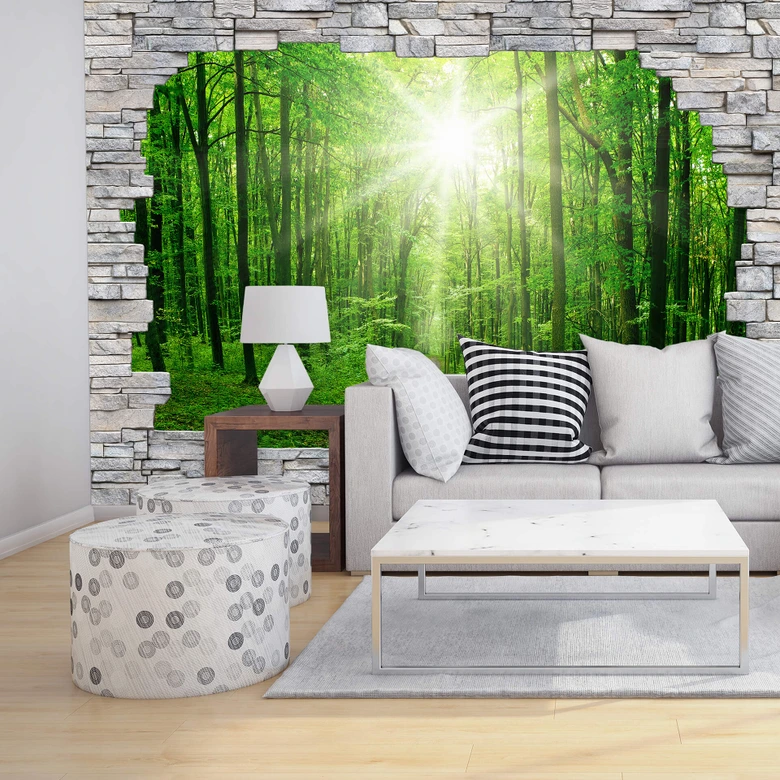 Wall Mural – 3D Forest and wall 