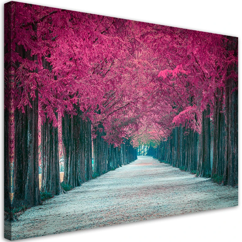 Leinwandbild, Avenue von rosa Bäumen 