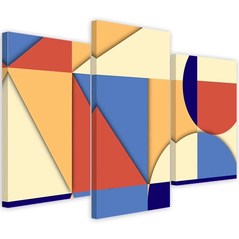 Leinwandbild 3 teilig, Geometrische Abstraktionsformen 