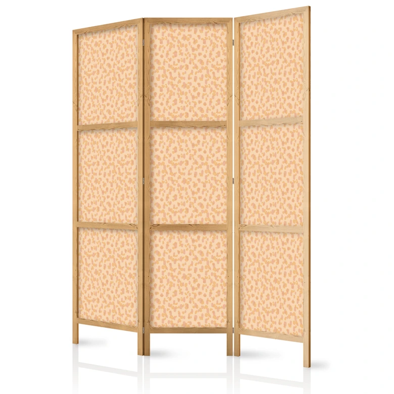 Japanischer Paravent, Raumteiler freistehend, Trennwand - Tiny Dots - Optimistic Pattern in Peach Colors. 