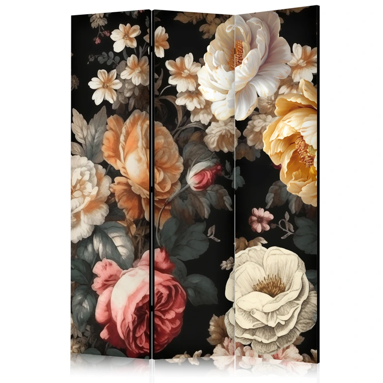 Paravent, Raumteiler freistehend, Trennwand - Floristry in Vintage Style 