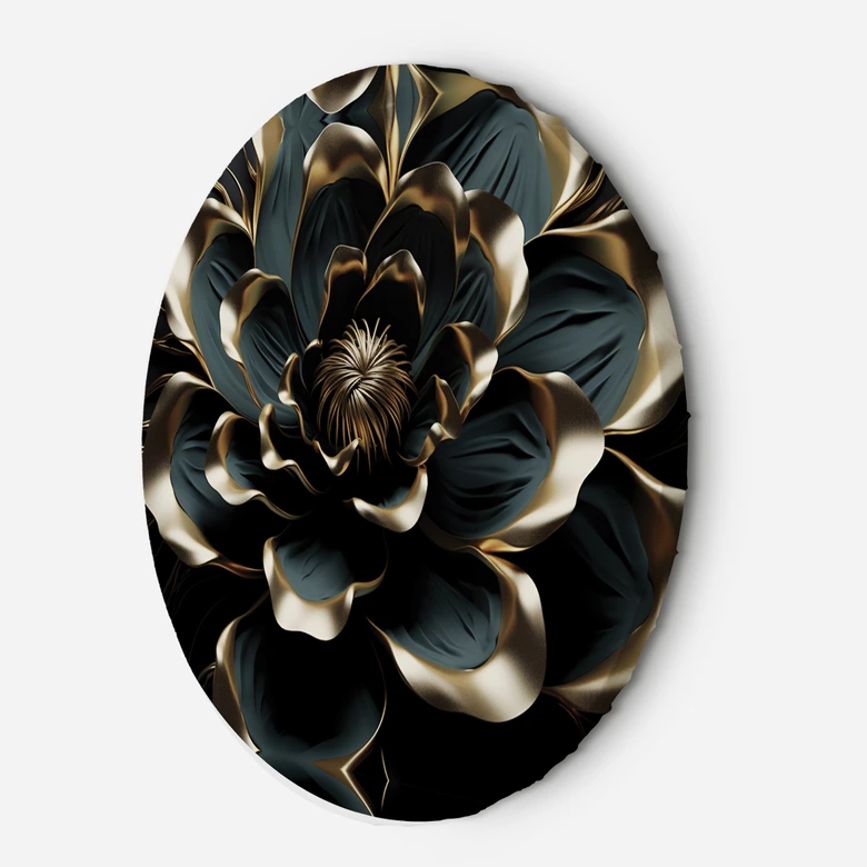 Rundes Leinwandbild 3D Lotusblume Abstraktion AI 