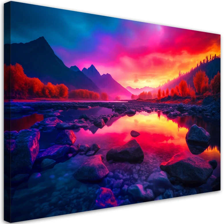 Leinwandbild, Bunter Himmel in den Bergen 