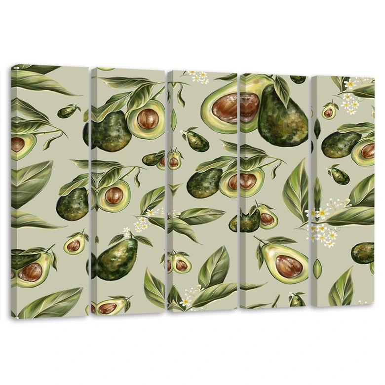 Leinwandbild 5 teilig, Avocado -Hälften 
