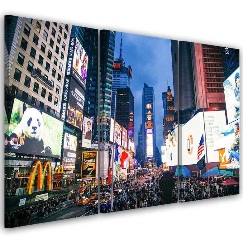 Leinwandbild 3-teilig, New York Times Square 
