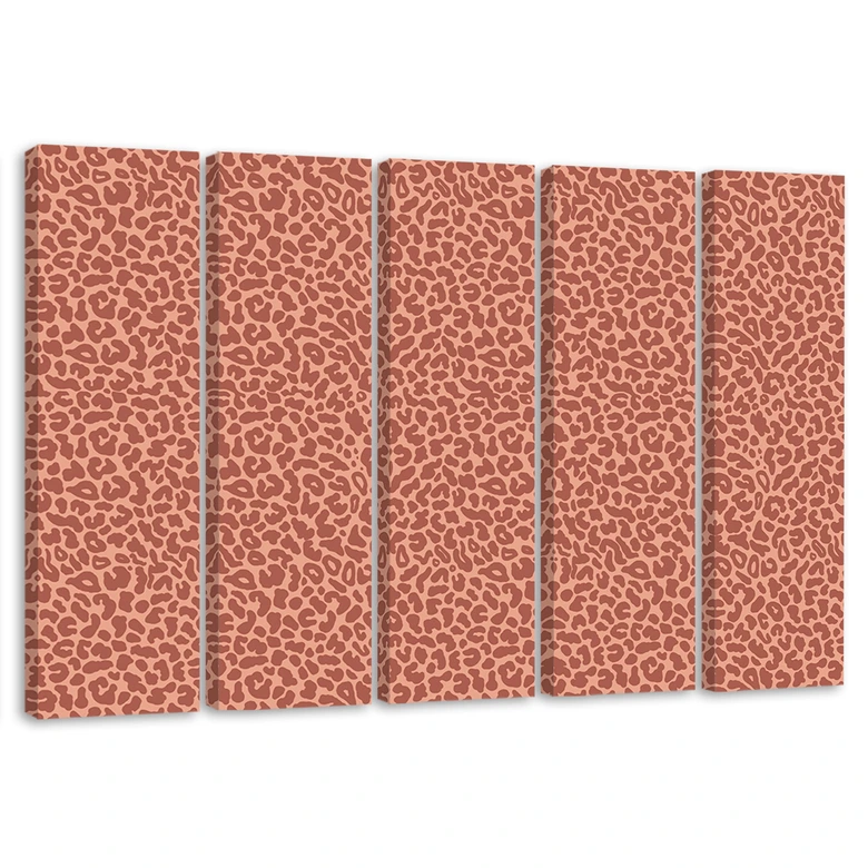 Leinwandbild 5 teilig, Leopard Leopard Pelfpatches Muster 