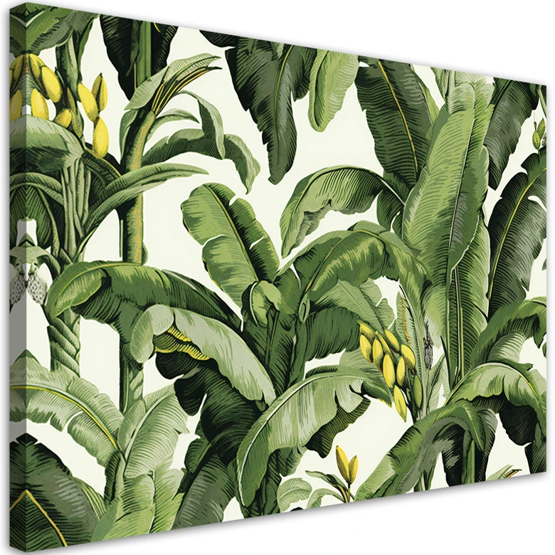 Canvas Schilderij, Groene bananenbladeren 