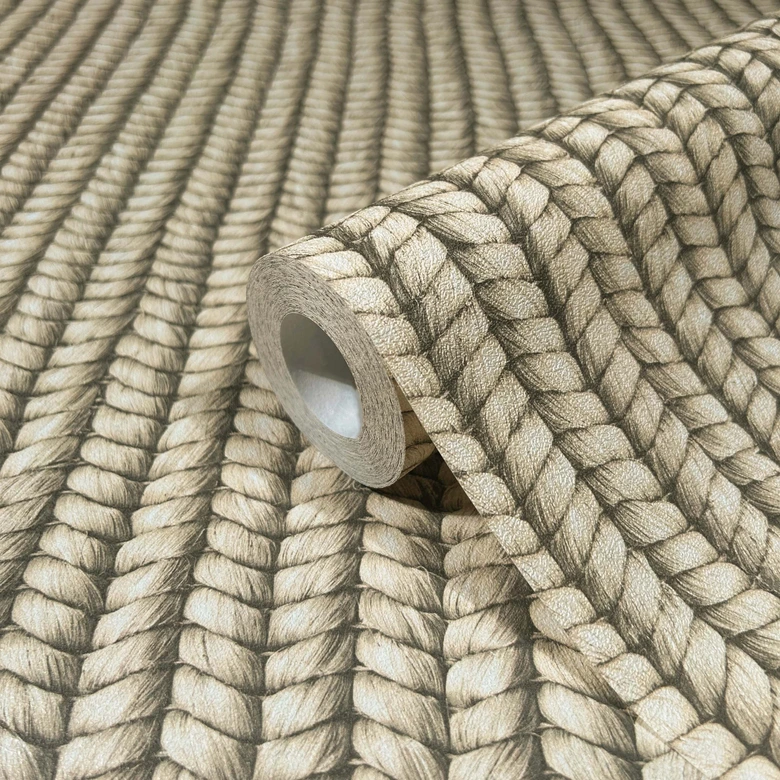 Vliestapete mit Kork Flecht-Optik beige Textiloptik 