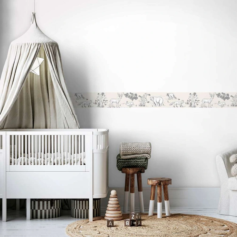 Bordüre, Vliesbordüre Kids Walls beige, weiß 
