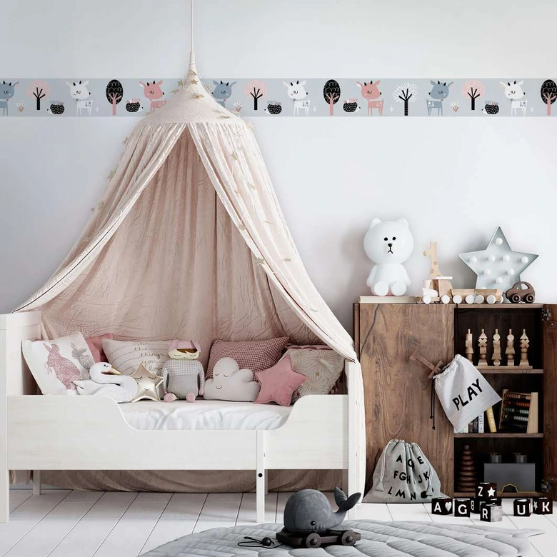 Bordüre, Vliesbordüre Kids Walls grau, schwarz 