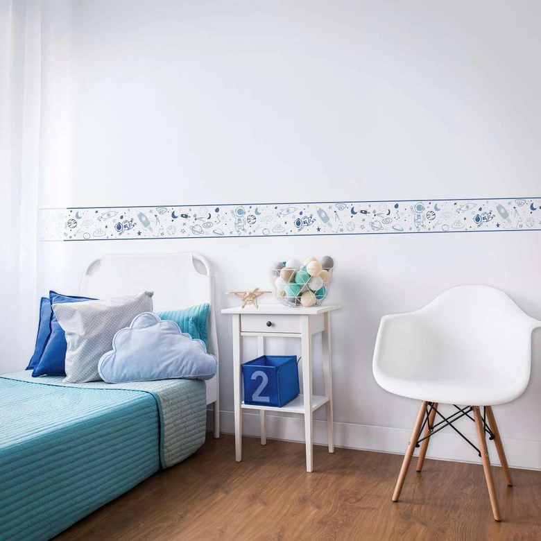 Bordüre, Vliesbordüre Kids Walls weiß, blau 