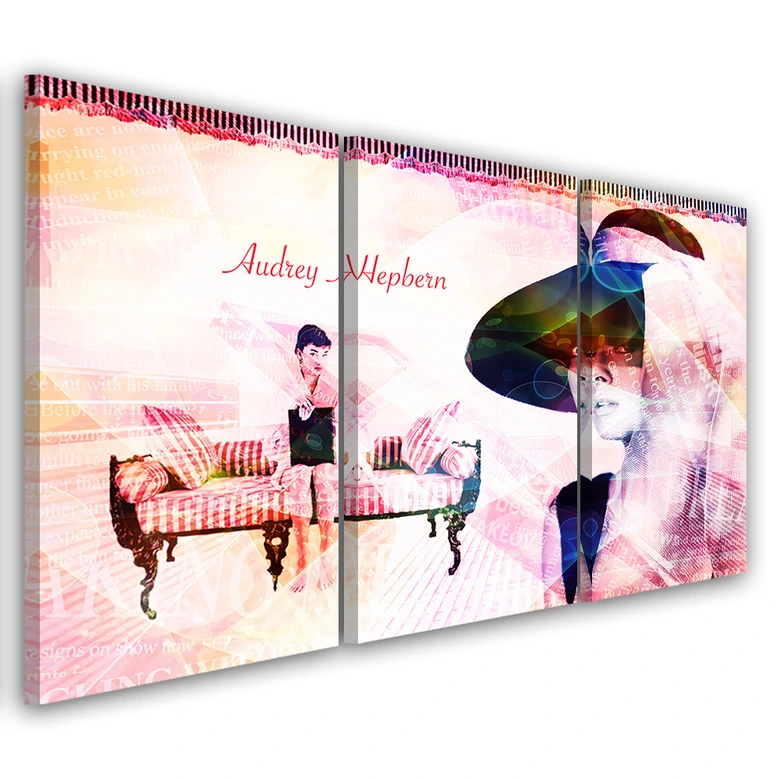 Leinwandbild 3-teilig, Audrey Hepburn 