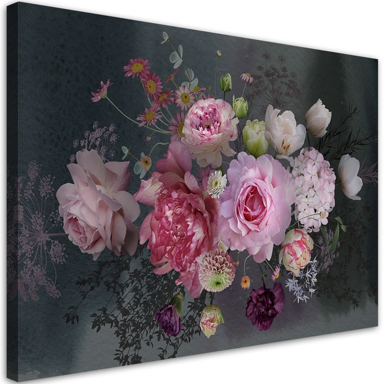 Canvas schilderij, Vintage bloemen boeket 