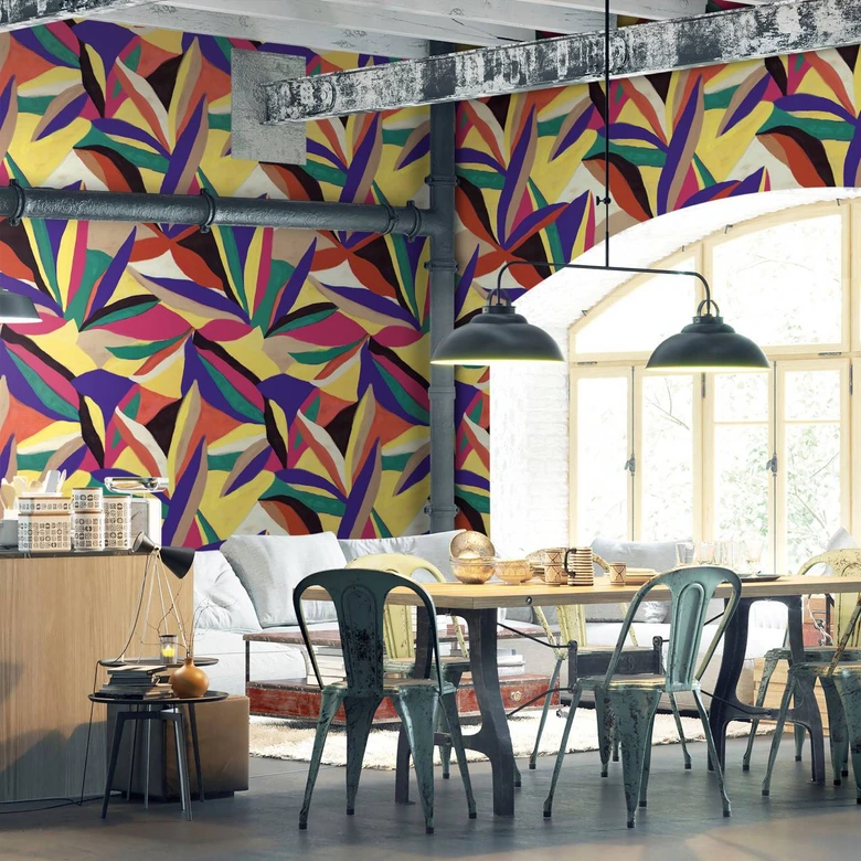 Fototapete mit abstraktem Blumenmotiven, Bunt Grafisch 2.70 x 1.59 m 