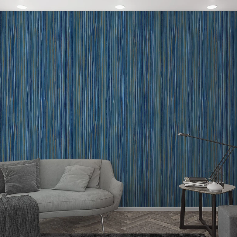 Fototapete mit grafischem Streifenmuster, Blau Streifen 2.70 x 1.06 m 