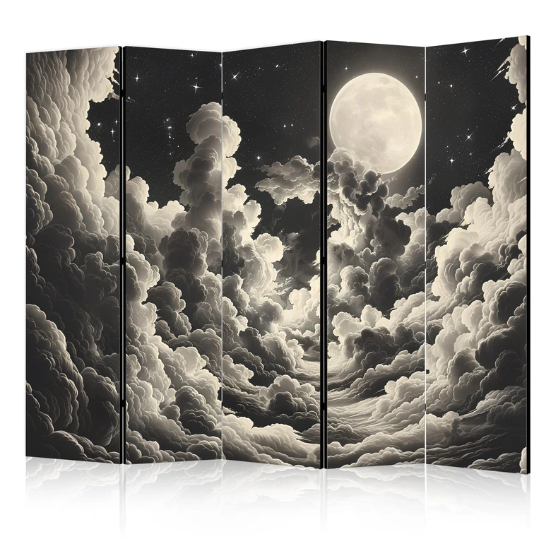 Paravent, Raumteiler freistehend, Trennwand - The Moon and Stars Singing Amongst Great Clouds, 5-teilig - 225x172 cm 