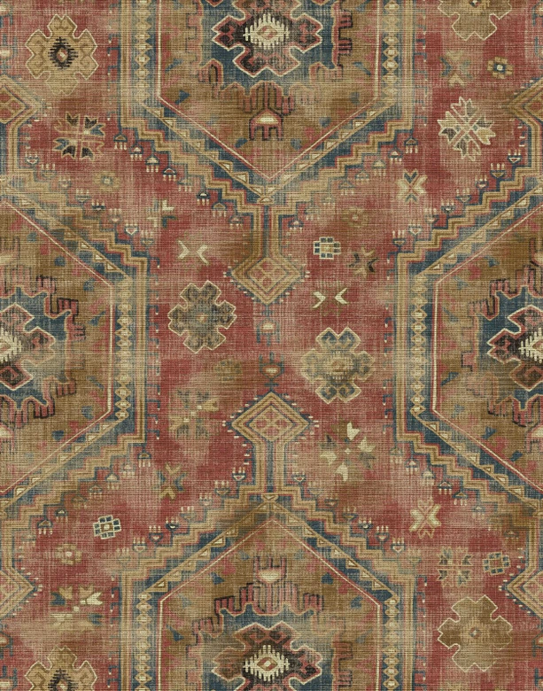 Fototapete Wandtapete mit Motiv Vintage Orientteppich Muster in Rot Blau Beige 2,7 x 2,12 m 