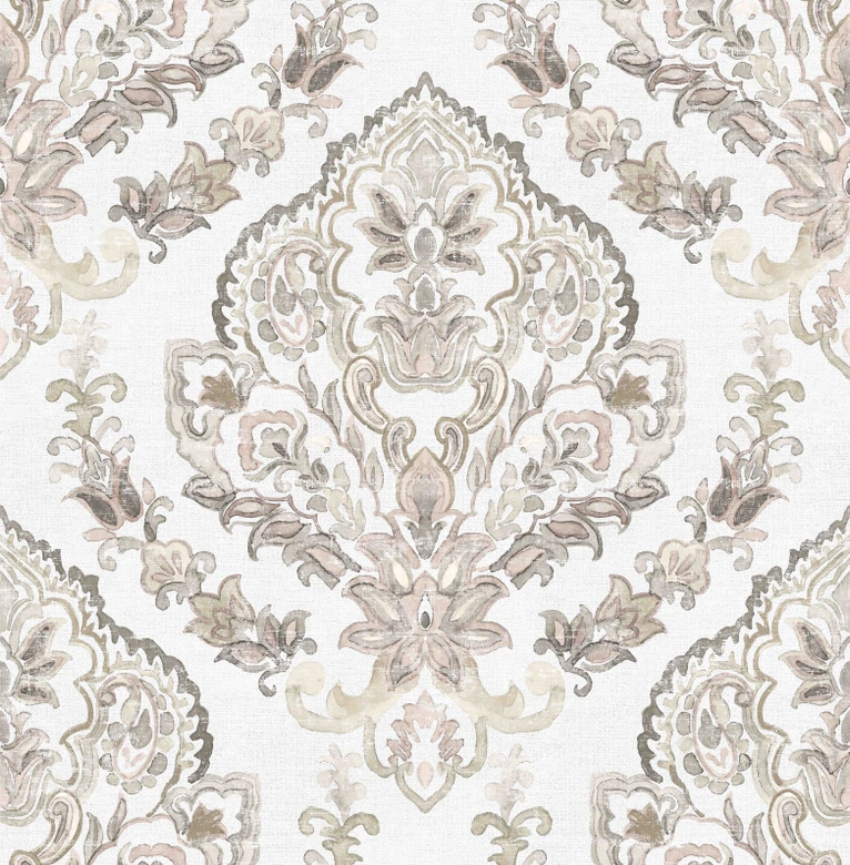 Fototapete Motivtapete Ornament Medaillon Muster in Beige Greige im Eleganten Stil 2,7 x 2,65 m 