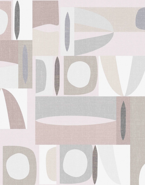 Fototapete Motivtapete Abstrakte Geometrie in Offwhite & Greige im Mid-Century Stil 2,7 x 2,12 m 