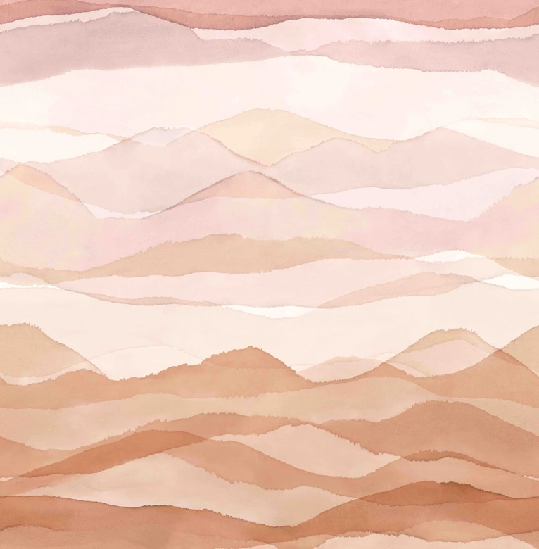 Wall Mural with motif Delicate watercolor landscape in beige and rosé 2.7 x 2.65 m 