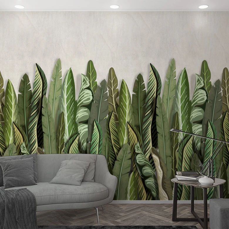 Fototapete mit Blattmotiv Grün, Beige ,Floral 2,70 x 1,59 m 