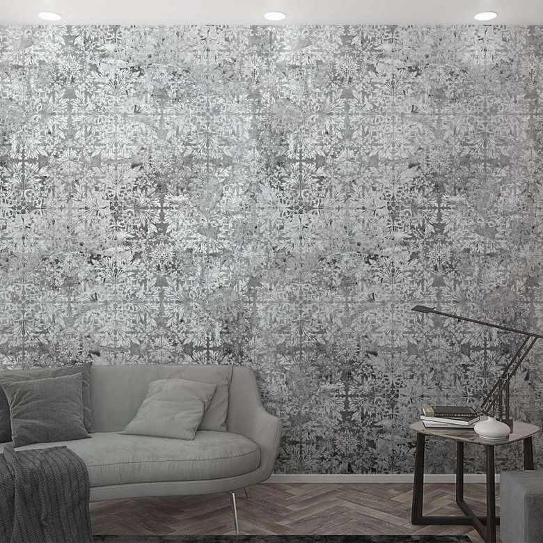 Fototapete in vintage Stil Grau ,Ornamental 2,70 x 1,59 m 