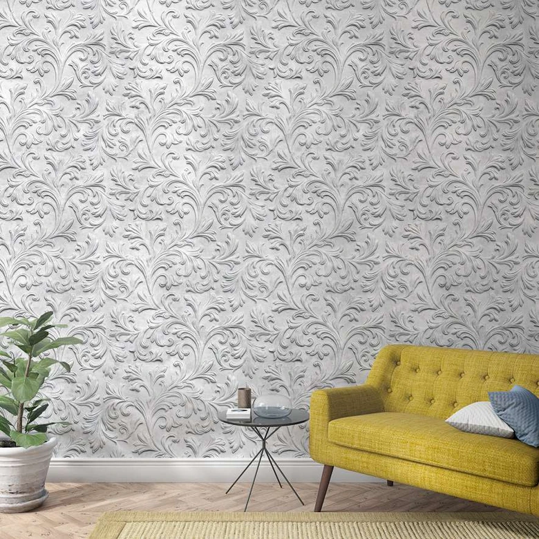 Fototapete mit Damask Motiv Grau ,Ornamental 2,70 x 1,59 m 