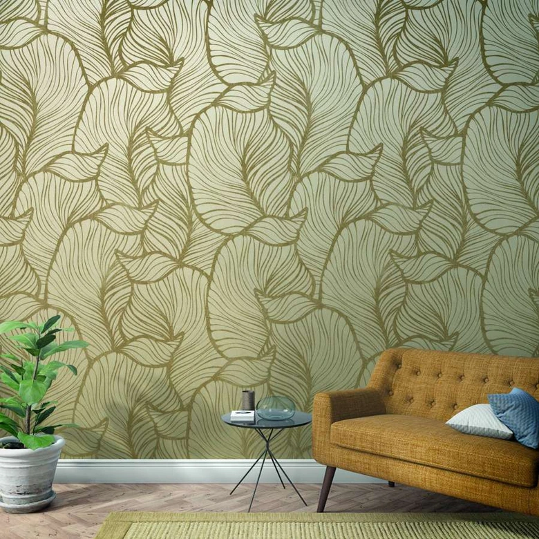 Fototapete mit abstraktem Blattmotiv Beige ,Floral 2,70 x 1,59 m 