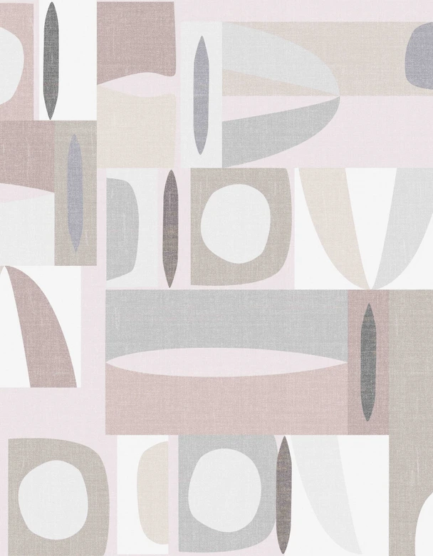 Fototapete Bildtapete Abstrakte Formen in Greige und Sand mit grafischen Akzenten 3,4 x 2,65 m 