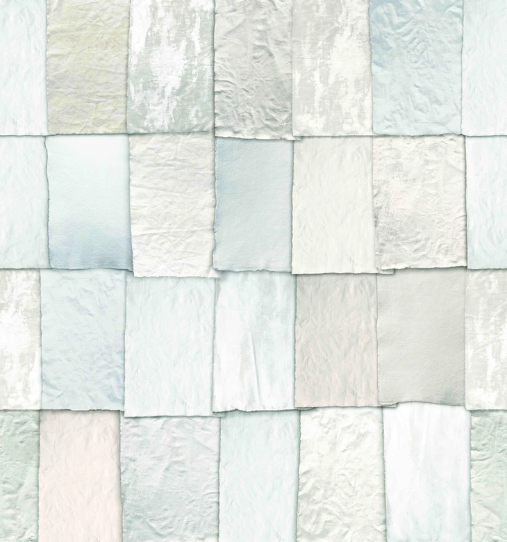 Fototapete Bildtapete Patchwork Papieroptik in Weiß und Beige mit feiner Struktur 3,4 x 3,18 m 