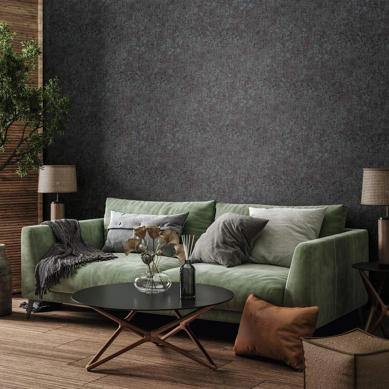 Vliestapete als strukturiertes Uni anthrazit Grafisch 