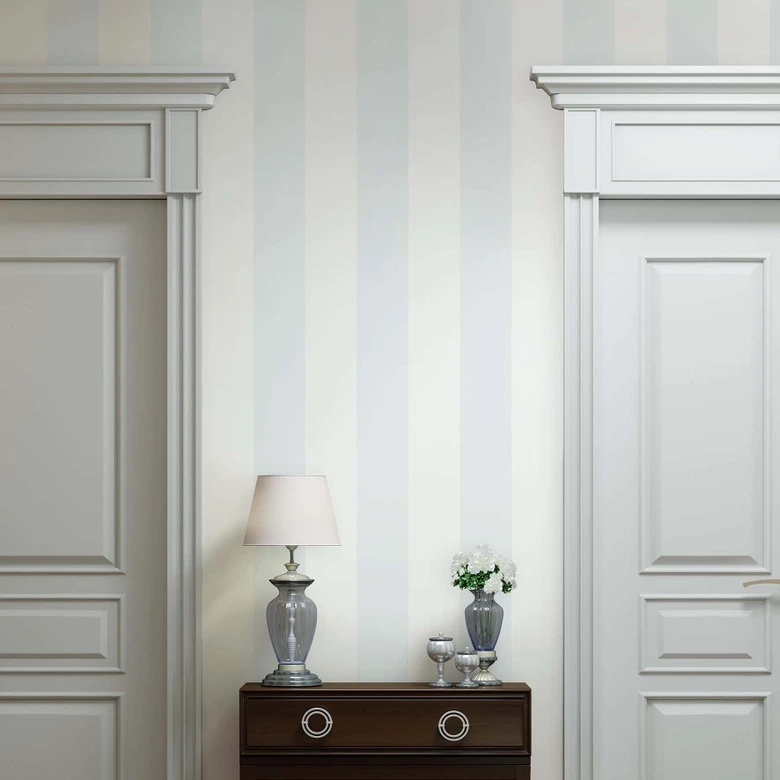 Icke-vävd tapet block ränder ränder moderna i blått 